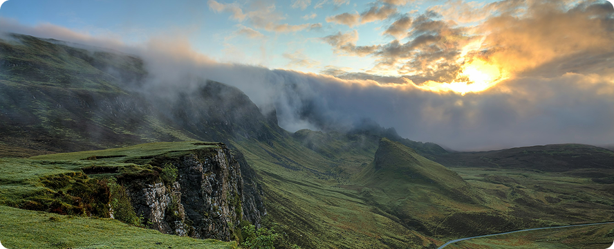 Stunning view of the Quiraing under a cloudy sky